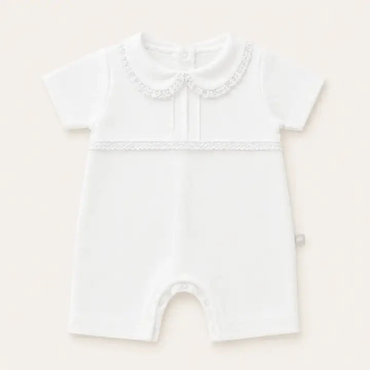 Kurzer Baby-Strampler aus Baumwolle, Weiß - Mimos