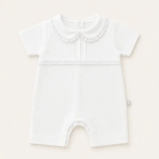 Kurzer Baby-Strampler aus Baumwolle, Weiß - Mimos