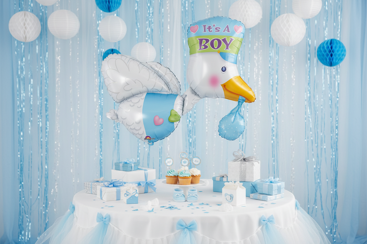 Folienballon, Multi It's a Boy Stork 58 cm x 81 cm