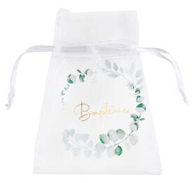 Sachets en organza pour baptême, lot de 4