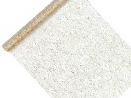 Organza mit Aufdruck,gold, 0,48 x 9m