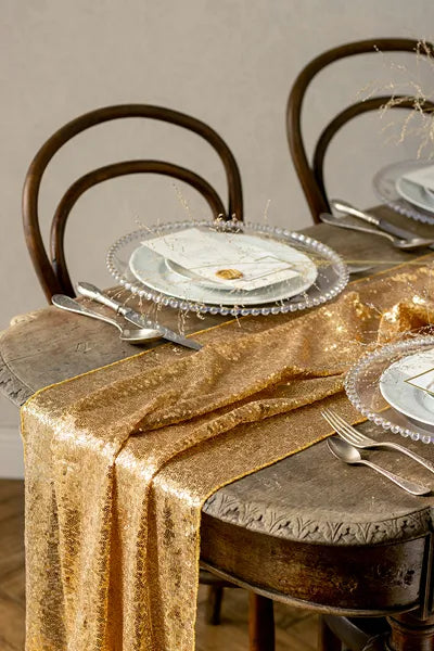 Pailletten-Tischläufer, gold, 0,3 x 5 m