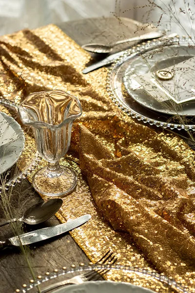 Pailletten-Tischläufer, gold, 0,3 x 5 m