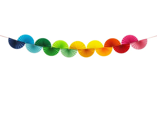 Papiergirlande Regenbogenfächer, 2,5m, Mix