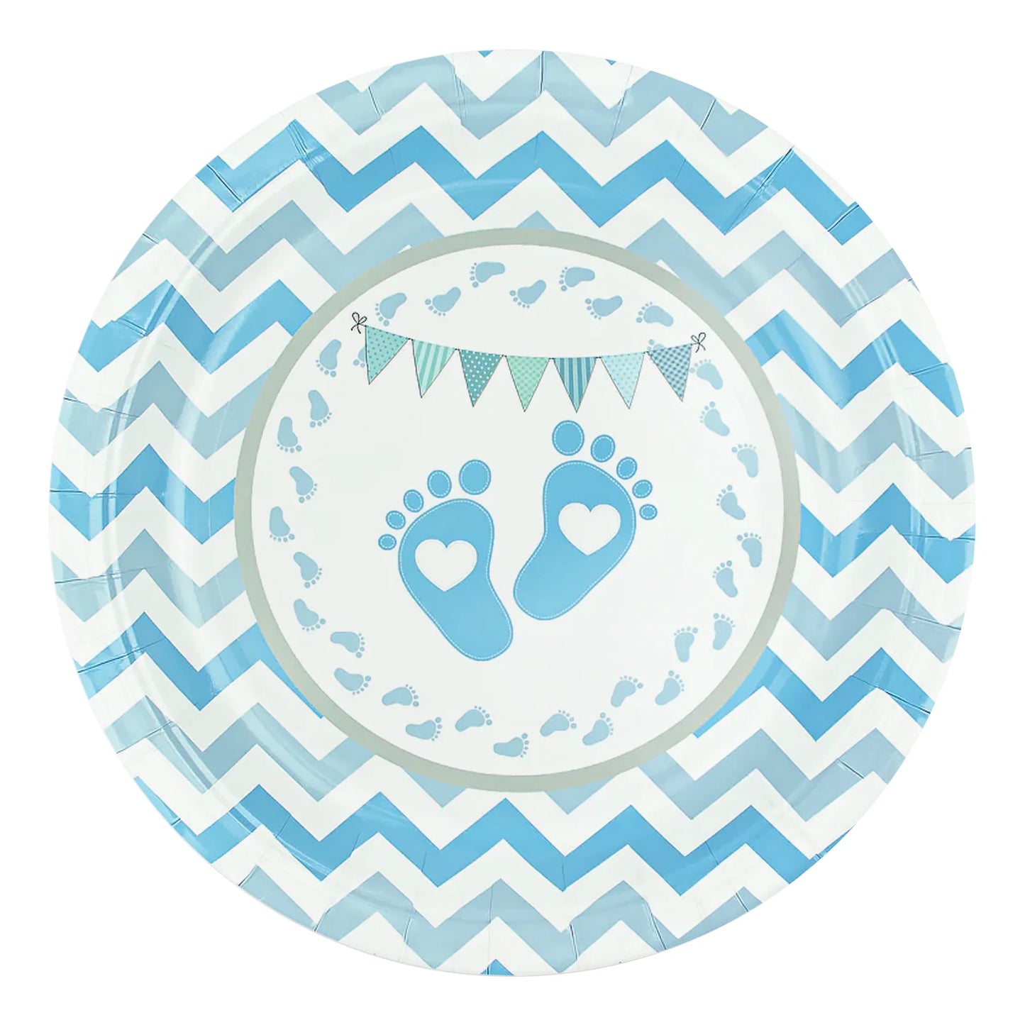 Teller Baby Shower Füßchen blau, 23 cm – 6 Stück