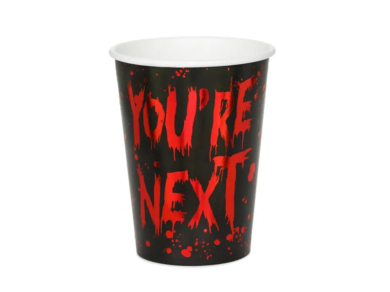 Pappbecher You're next, 250 ml, schwarz-rot