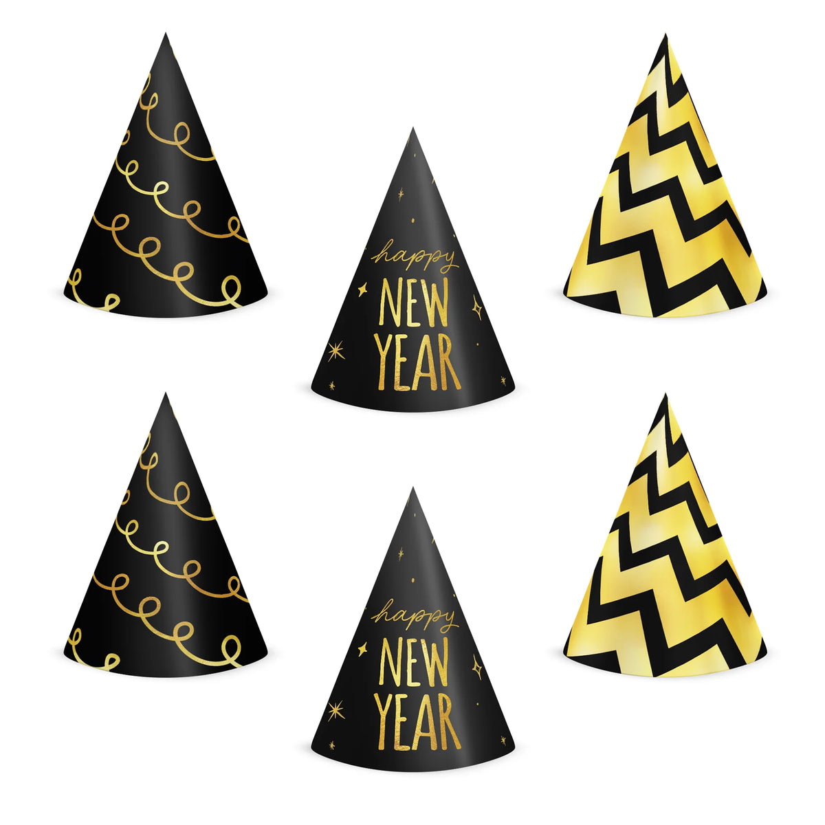 Partyhütchen „Happy New Year“ – 6er-Set