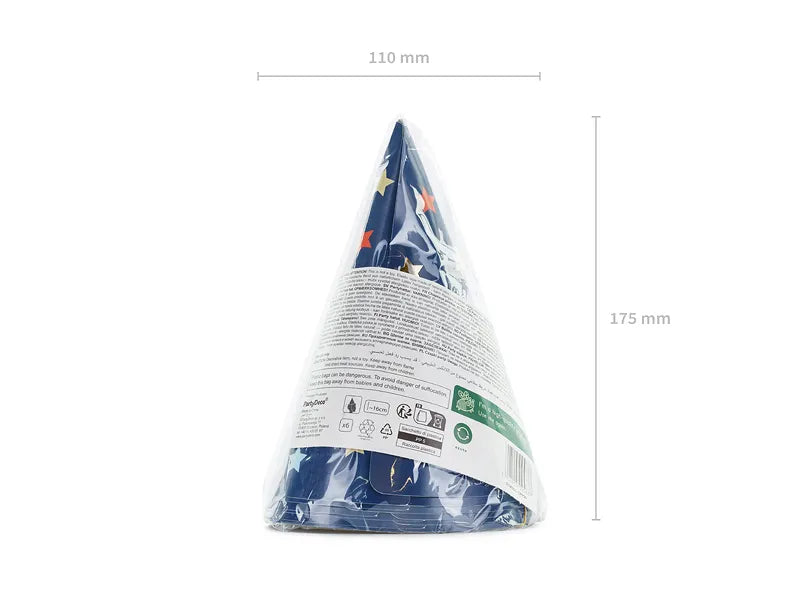 Party Hats Stars, 16 cm, Assorted