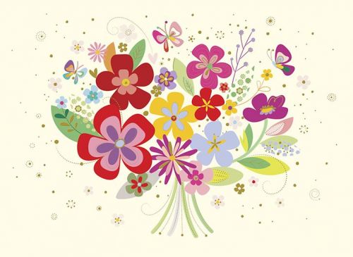 Postkarte mit Blumenstraus - Avaloon Party-Deko-Geschenke
