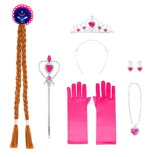 Kostüm-Zubehör Prinzessin Silber-Rosa 8-teilig