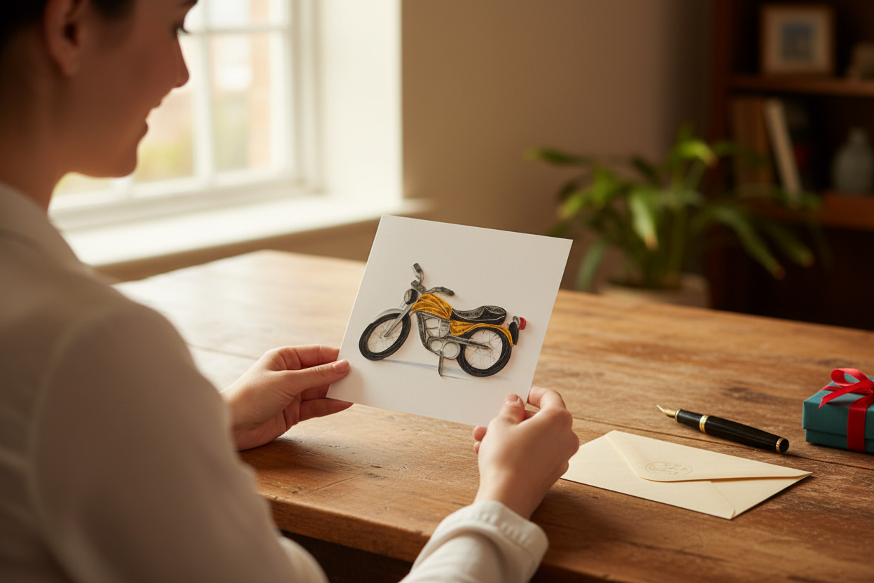 Card Quilled Motorcycle Classic Design