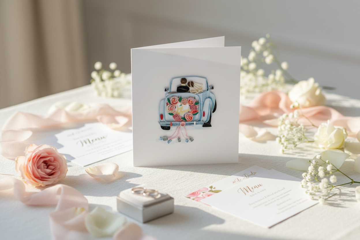 Card Just Married Wedding Card for the Wedding Car