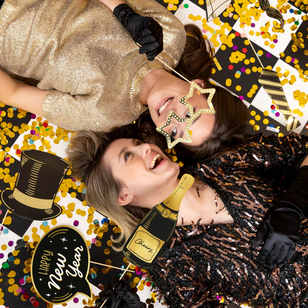 Photo Booth Requisiten für Silvester und Neujahr – 14 Stück