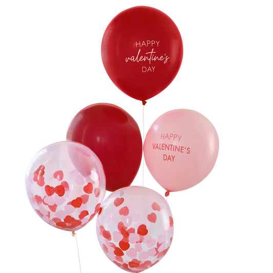 Rosa, rotes und Konfetti-Ballonpaket zum Valentinstag - Avaloon Party-Deko-Geschenke