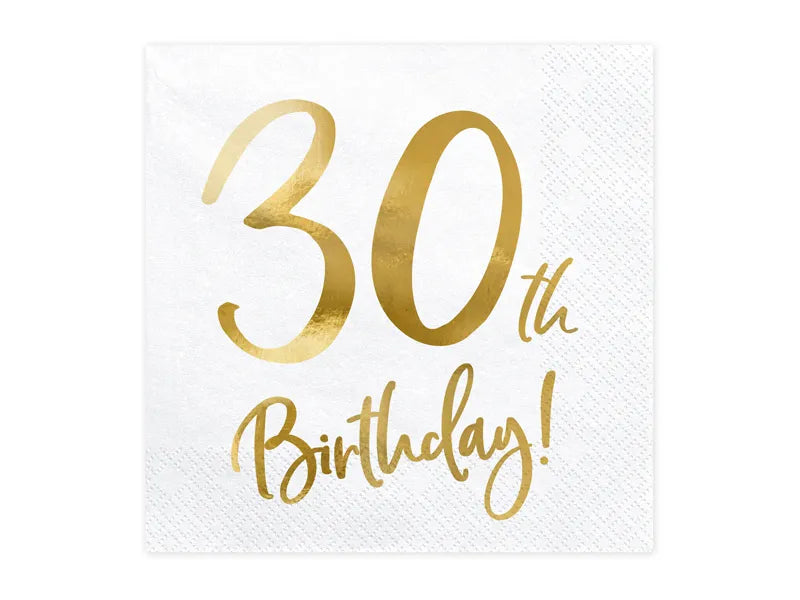 Servietten Birthday weiß 33x33cm