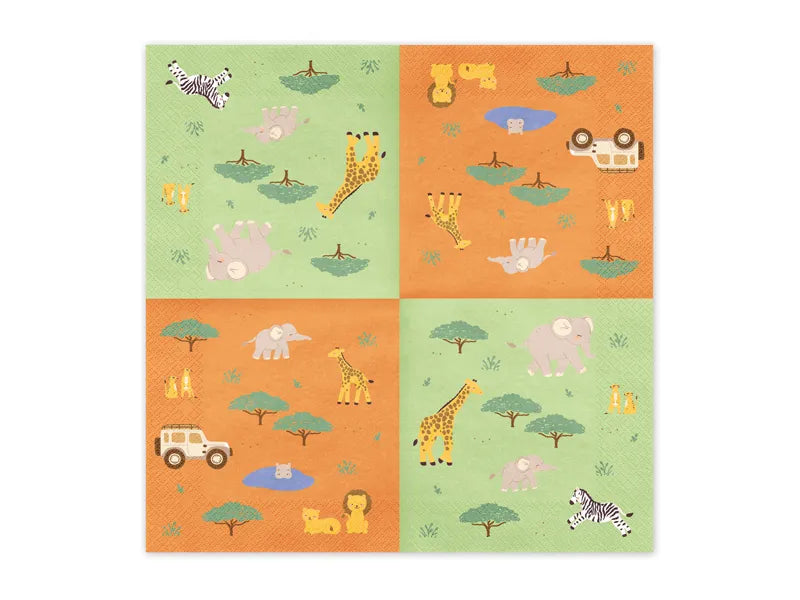 Servietten Safari, 33x33 cm, Mix