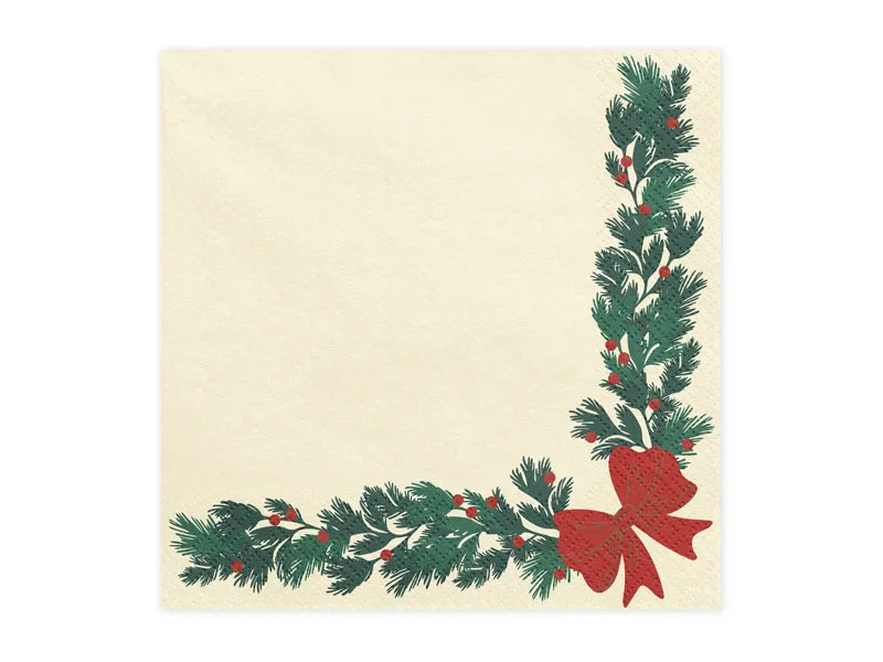 Servietten Weihnachtsgirlande, beige, 33 x 33 cm, 20 Stück