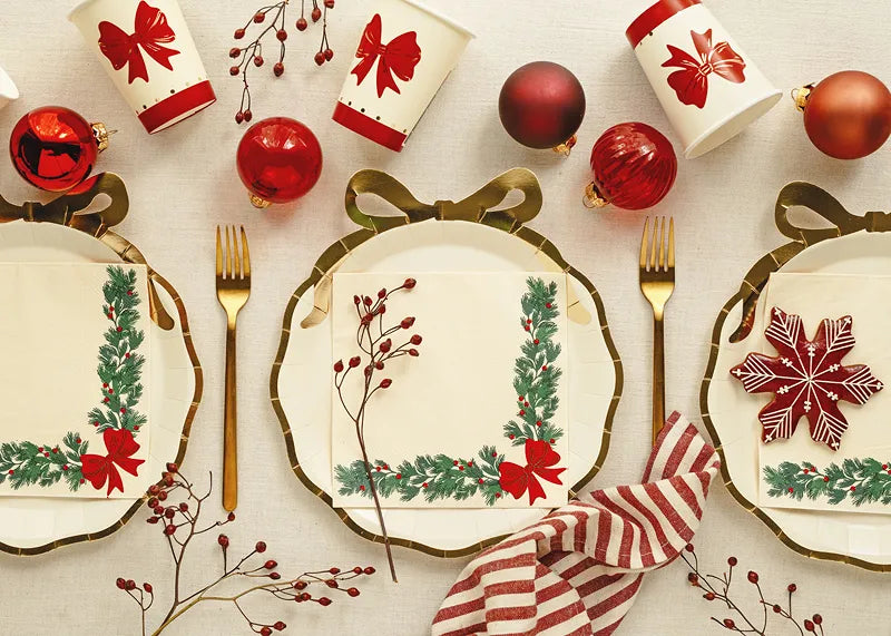 Servietten Weihnachtsgirlande, beige, 33 x 33 cm, 20 Stück