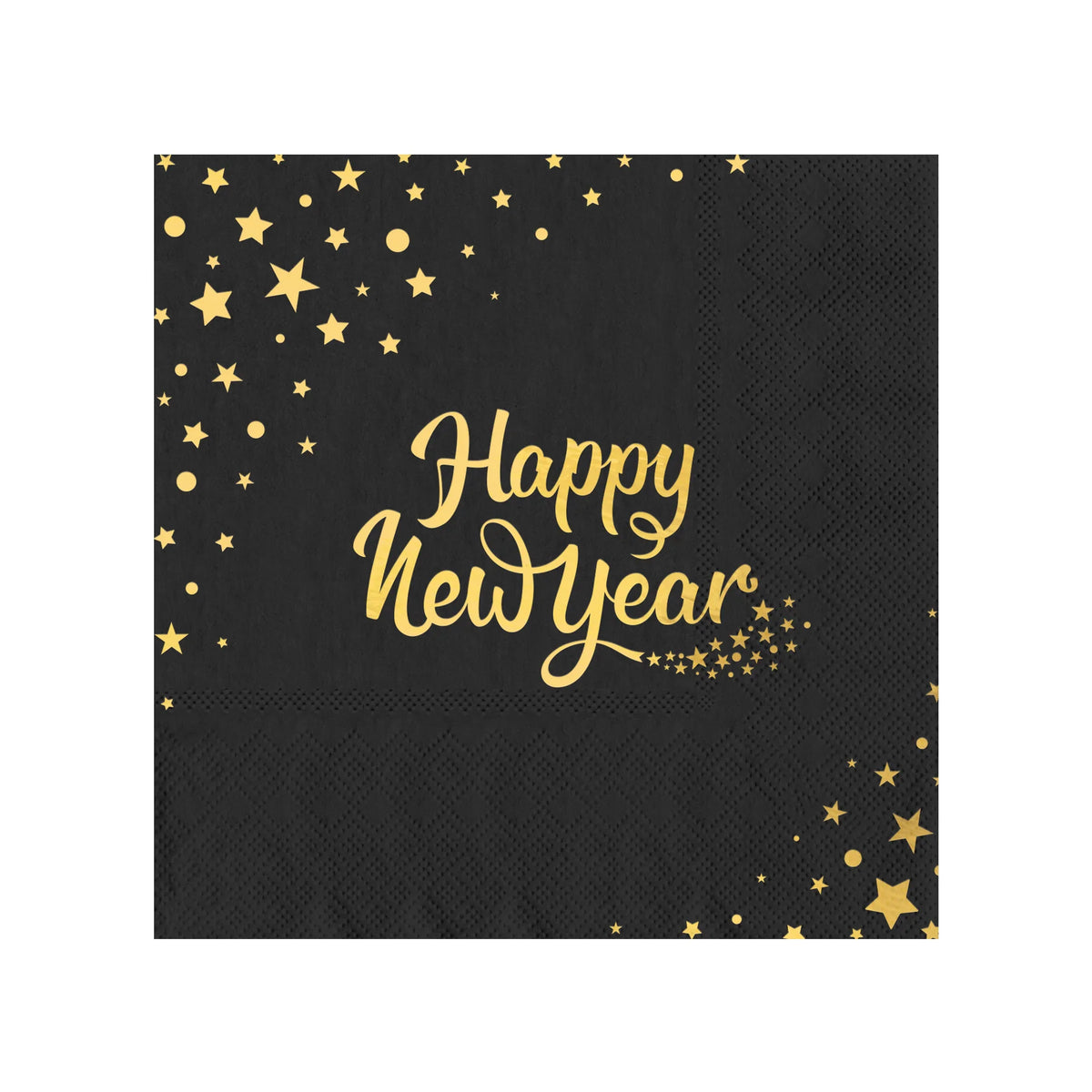 Servietten „Happy New Year“ schwarz-gold – 10 Stück