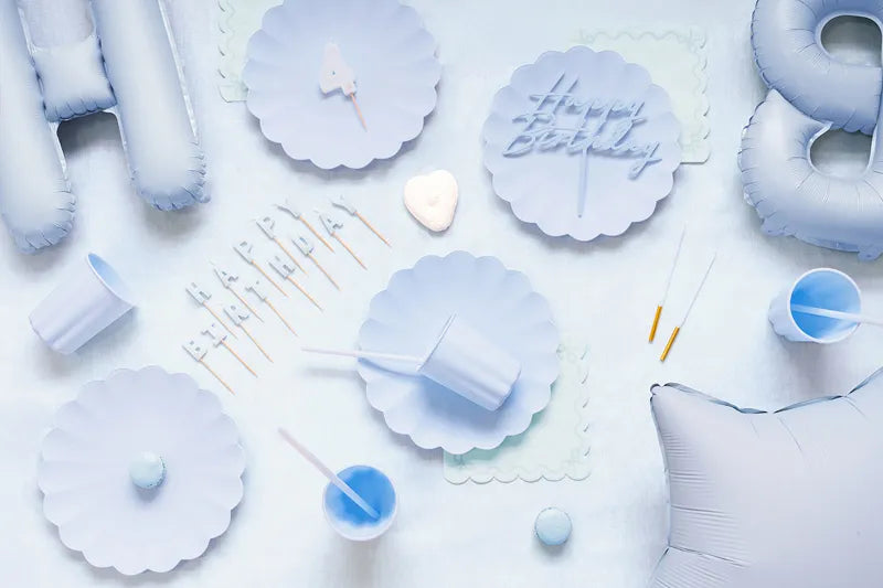 Servietten mit Rüschen, 33x33 cm, nebliges Blau - Avaloon Party-Deko-Geschenke