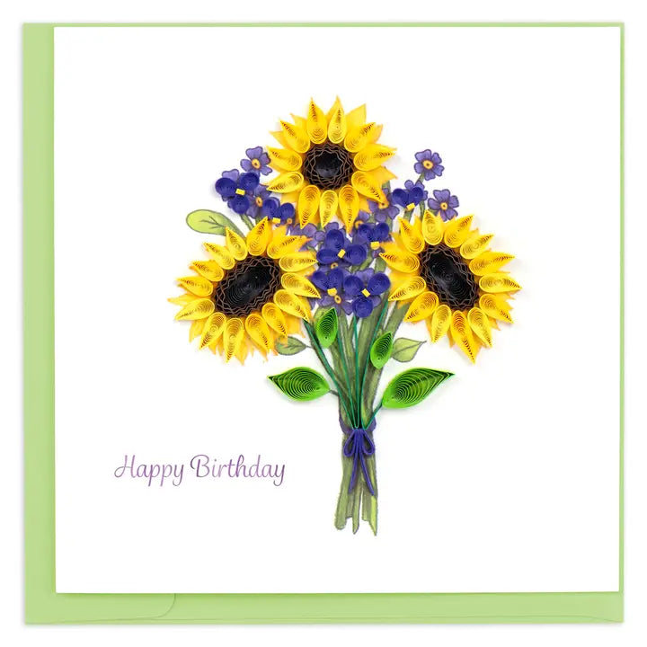 Geburtstagskarte Sonnenblumen – Handgefertigte Quilling Karte
