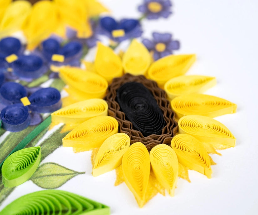 Geburtstagskarte Sonnenblumen – Handgefertigte Quilling Karte