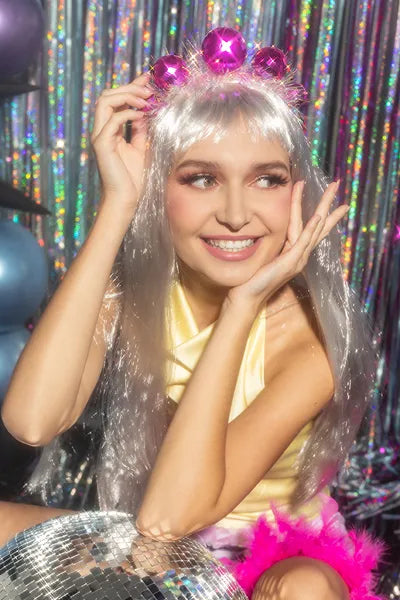 Stirnband Discokugel, 17,5x17,5 cm, rosa