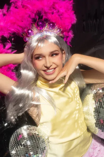 Stirnband Discokugel, 17,5x17,5 cm, rosa