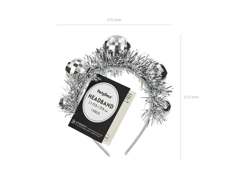 Stirnband Discokugel, 17,5x17,5 cm, silber