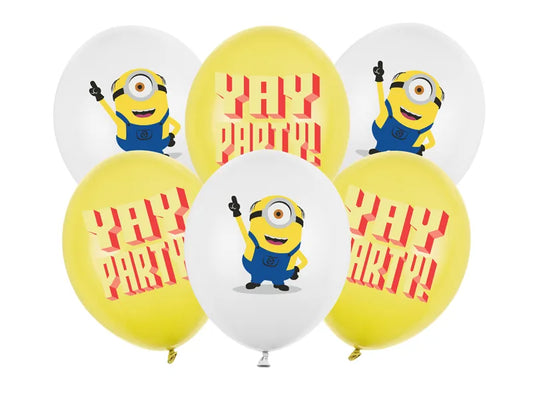 Luftballons 30 cm Minions mit Aufdruck, 6er Set