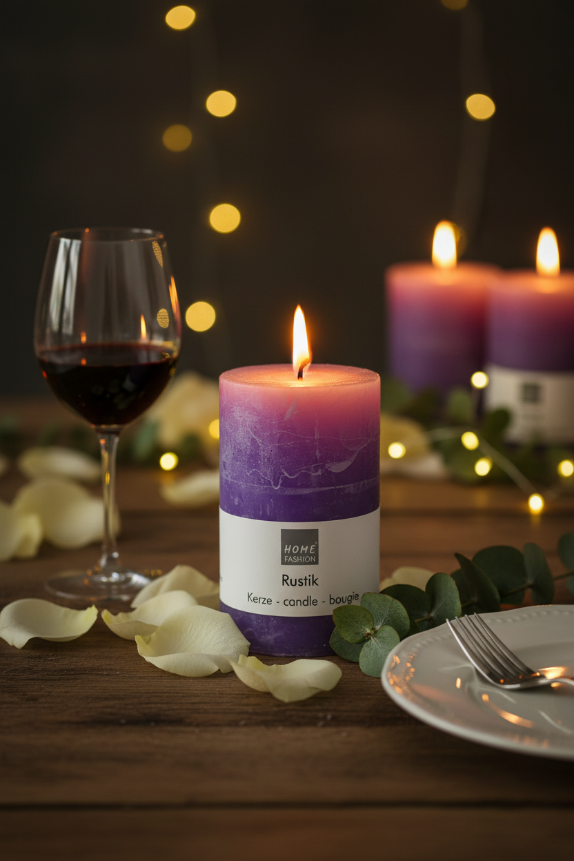 Stumpenkerze Rustik violet