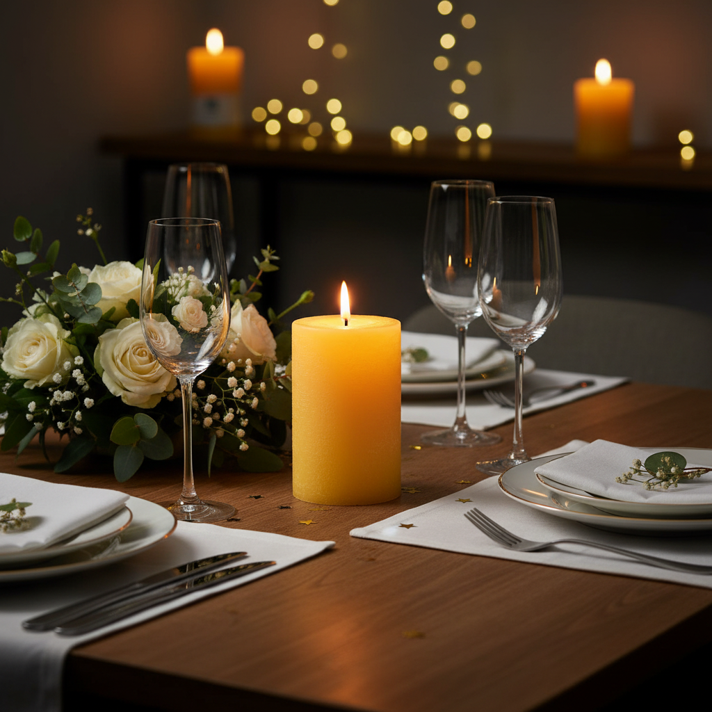 Rustic Yellow Pillar Candle