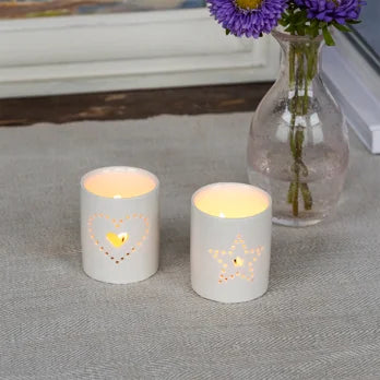 Teelichthalter aus glänzender Keramik - Stern