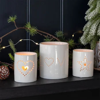 Teelichthalter aus glänzender Keramik - Stern