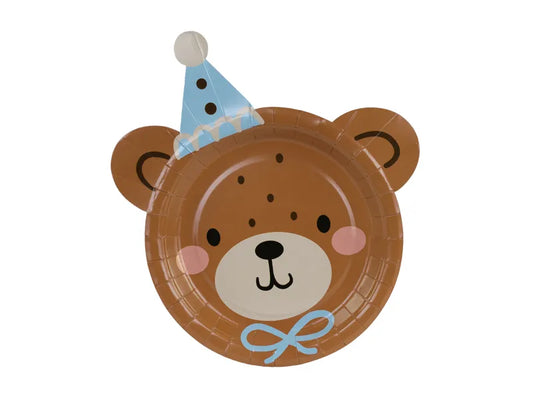 Teller Teddybär Kopf, Mix, 21x23 cm - Avaloon Party-Deko-Geschenke
