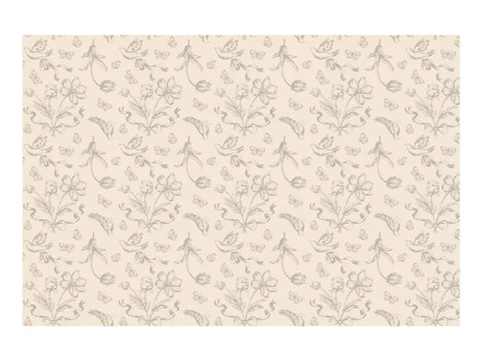 Tischdecke Beige Blumen, 180x120 cm - Avaloon Party-Deko-Geschenke