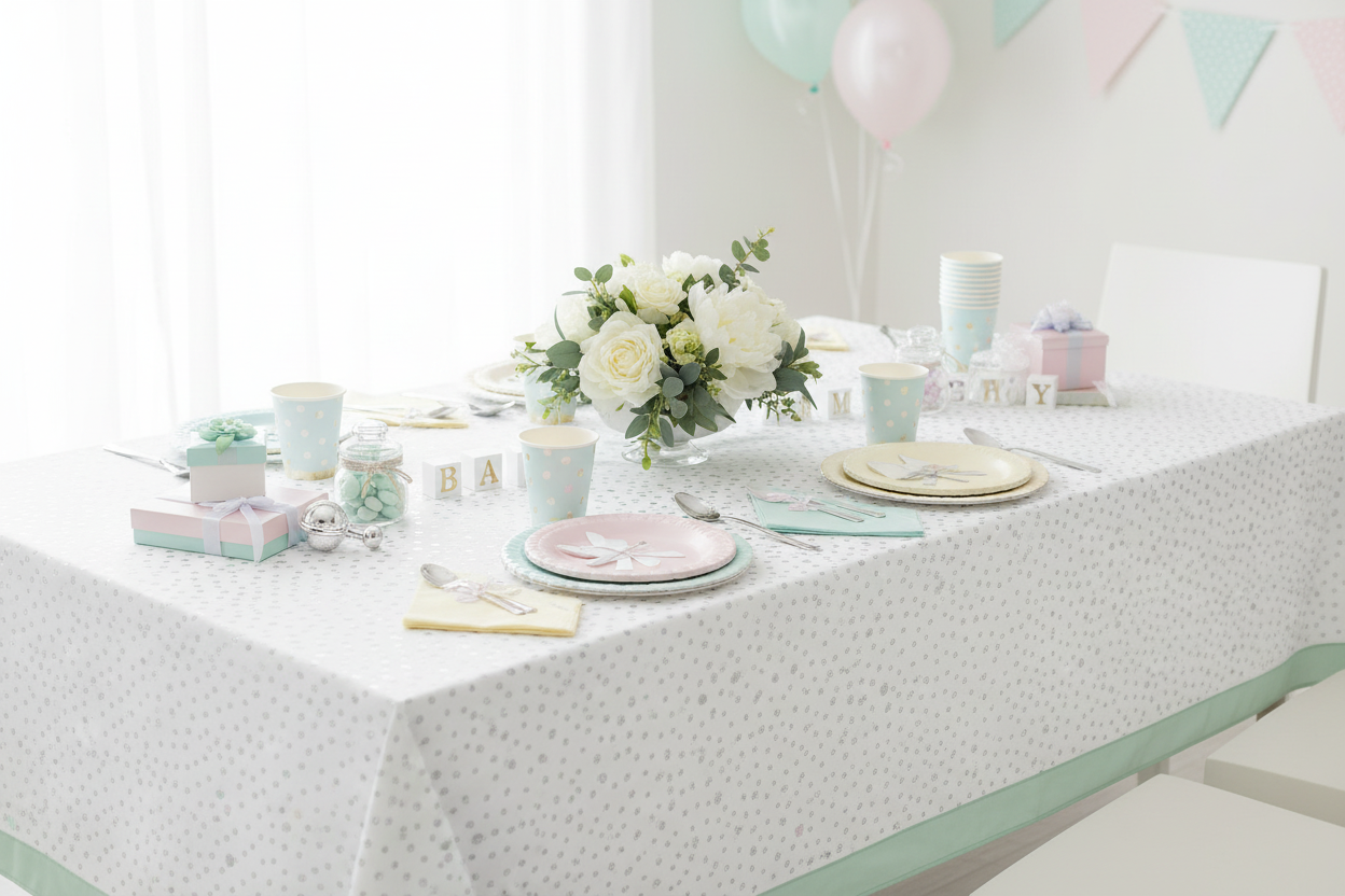 Hello Baby paper tablecloth, 1.2m x 1.8m