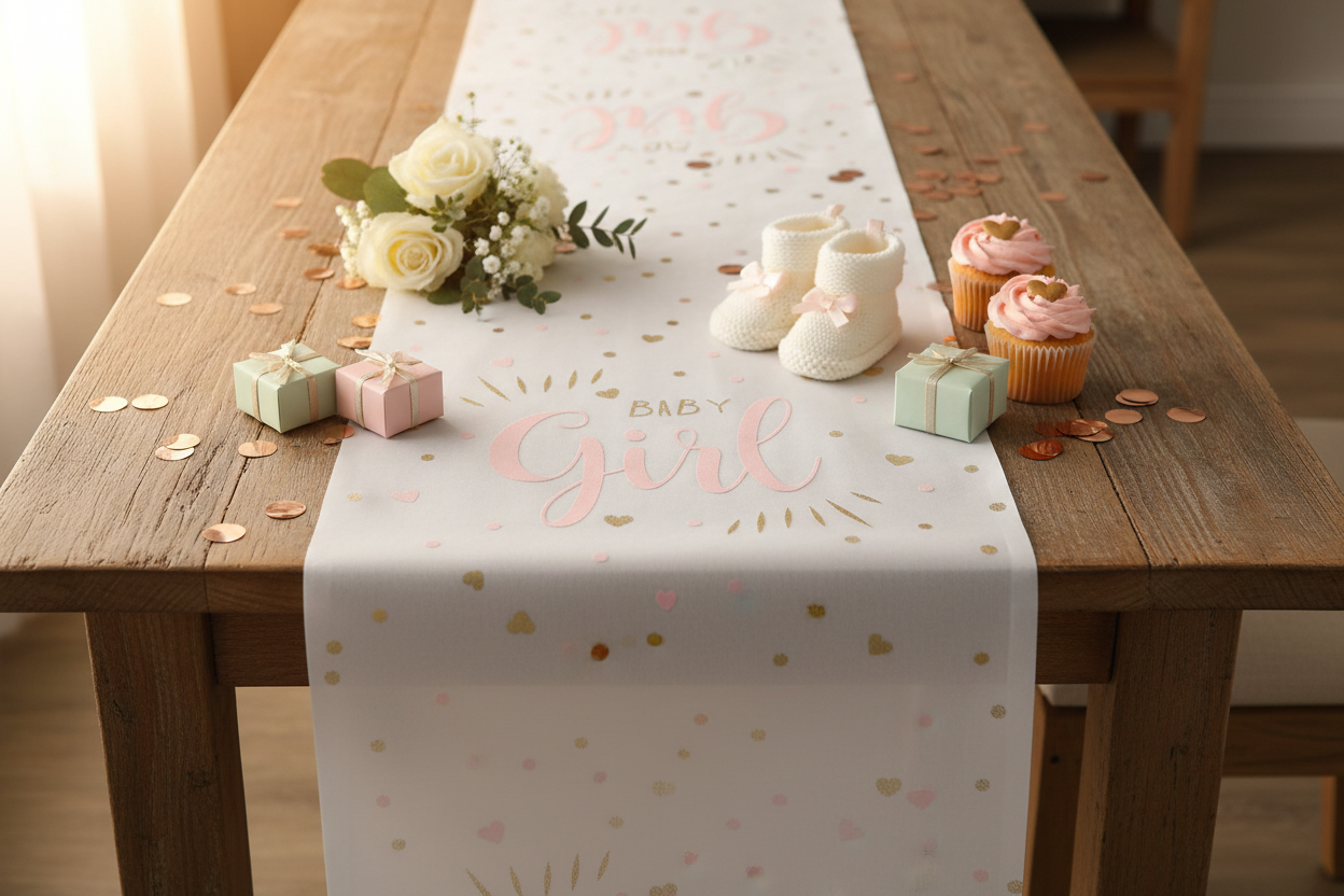 Baby Girl table runner made of polyester, 3m x 28cm