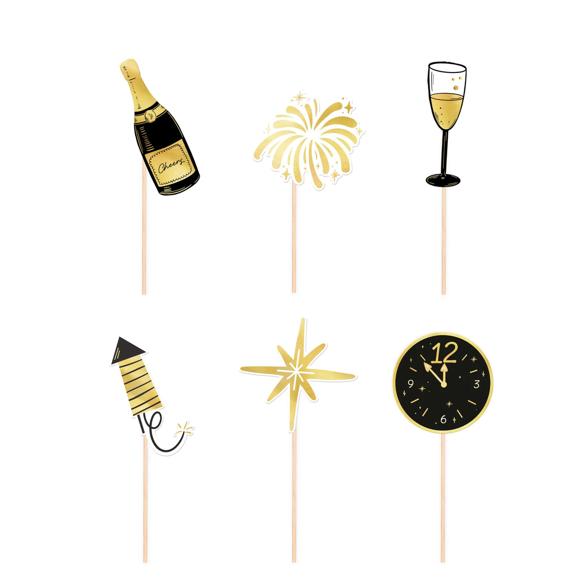 Cake Topper „Happy New Year Mix“ – ca. 11 cm, 6 Stück