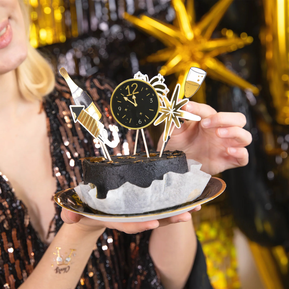 Cake Topper „Happy New Year Mix“ – ca. 11 cm, 6 Stück