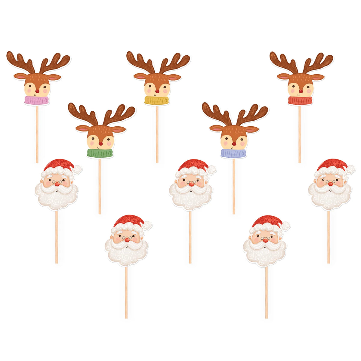 Tortenverzierungen „Weihnachtsmann und Rentier“ – 10 Stück