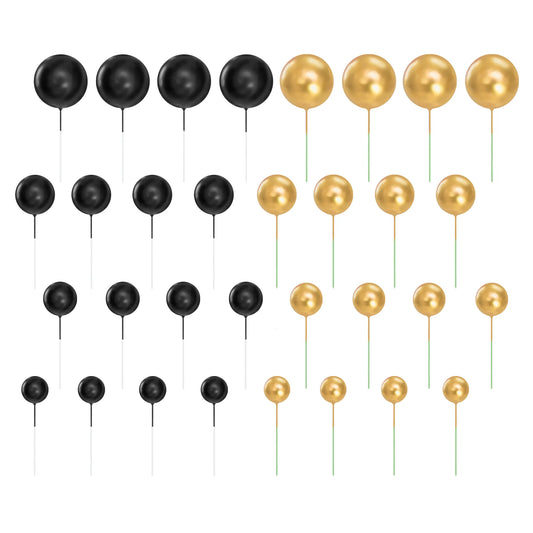 Caketopper – schwarz-goldene Kugeln, 32-teiliges Set