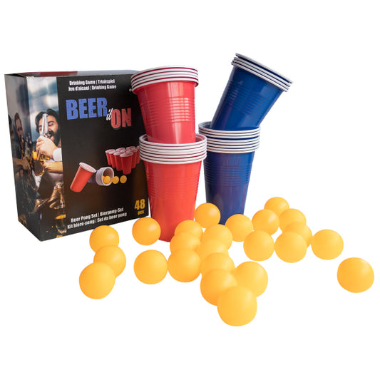 Trinkspiel Beer Pong Set mit 24 Becher und 24 Bällen