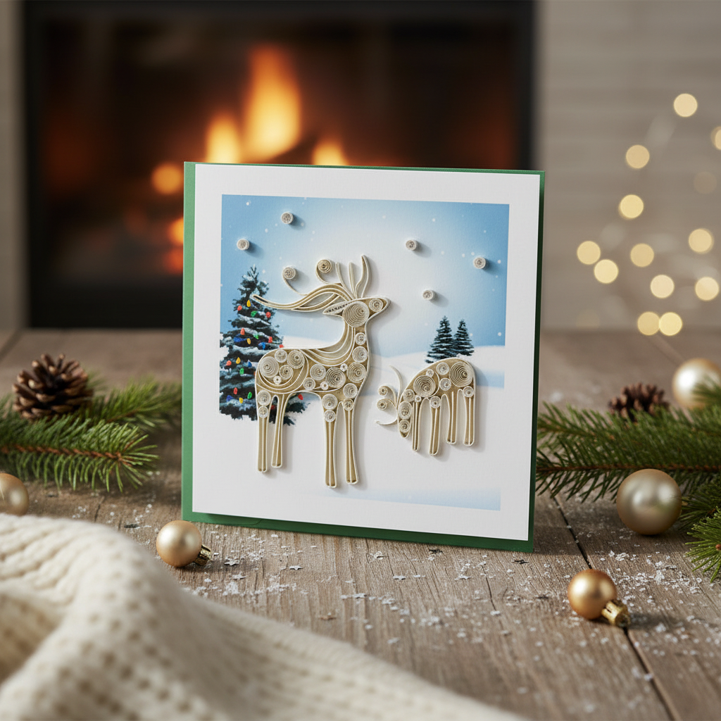 Snowy Reindeer Card for festive Christmas greetings