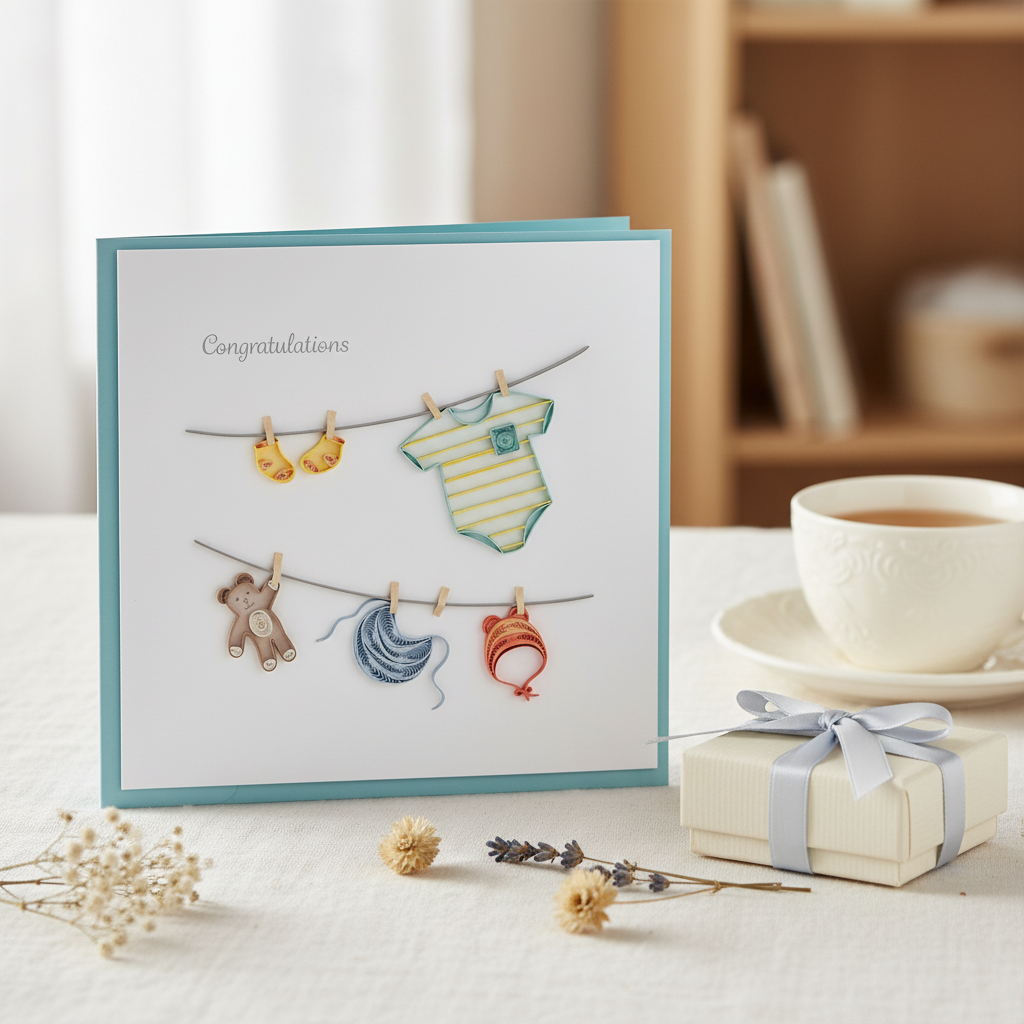 Washing Line for Babies Card - Perfect Washing Line Card for the Little Ones