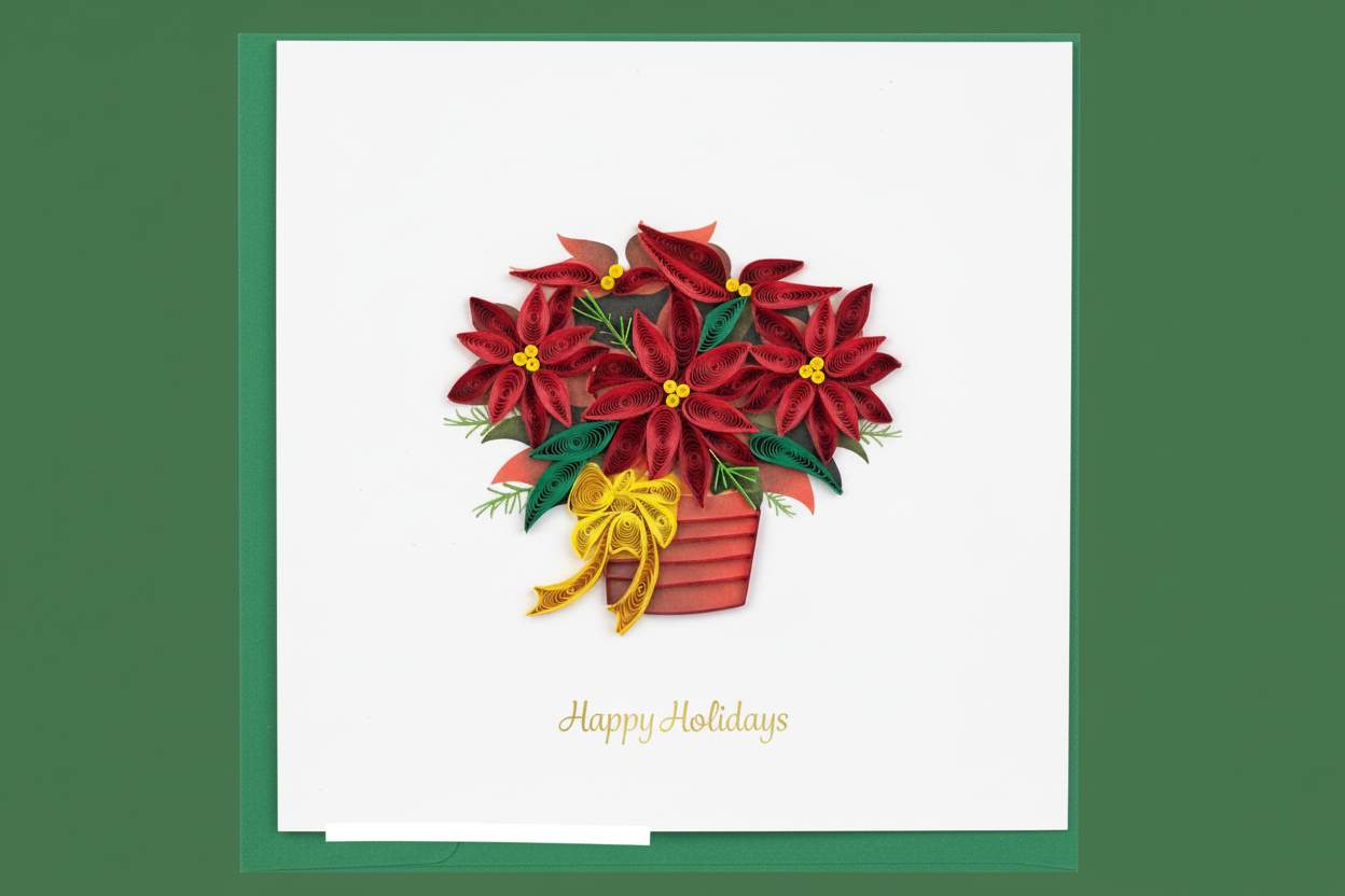 Christmas card with poinsettia - Festive greetings for the holidays