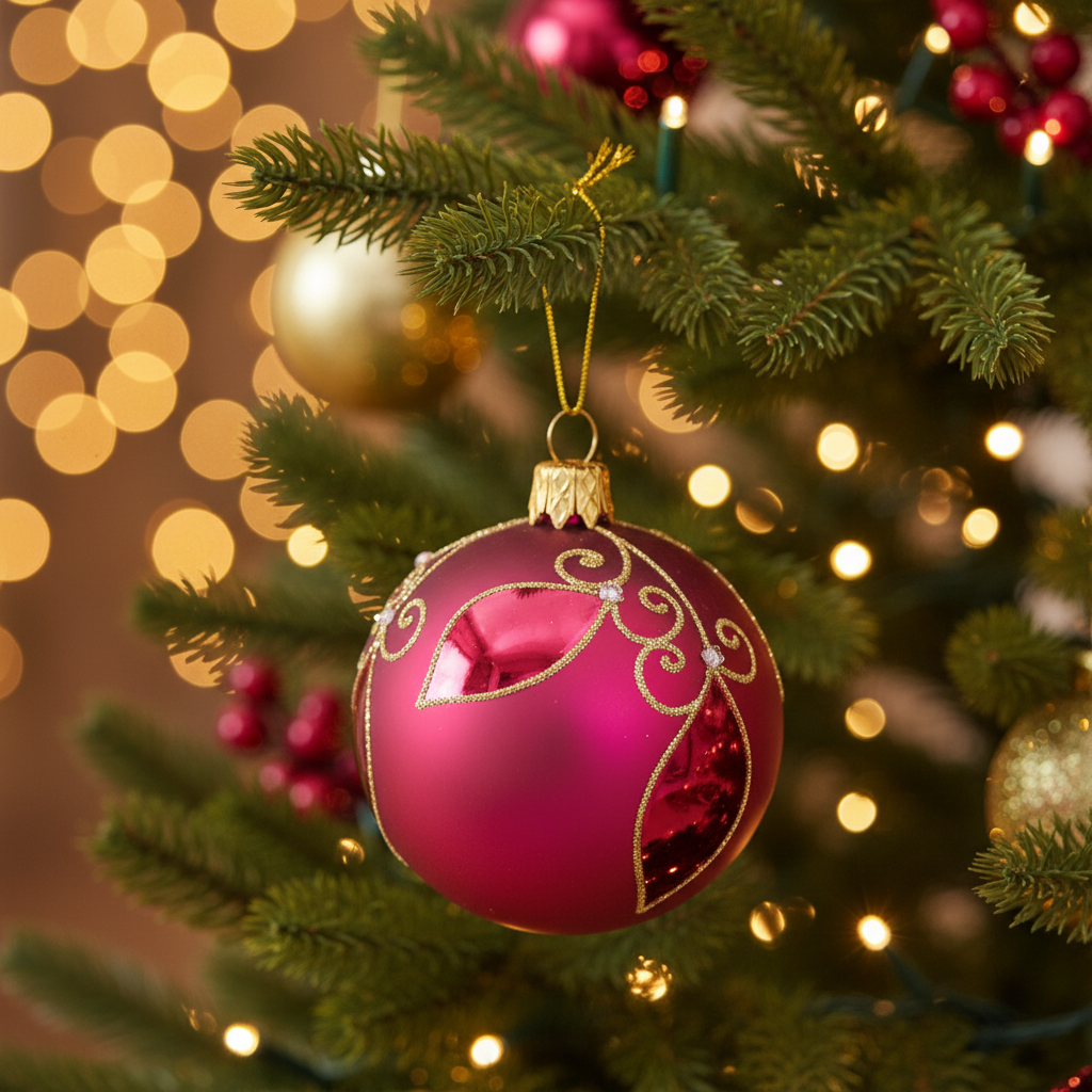 Christmas ball raspberry gold