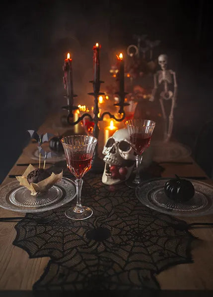 Tischläufer Spinnennetz, schwarz, 185x45cm - Avaloon Party-Deko-Geschenke