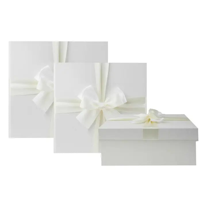 Geschenkbox Elfenbein Quadratisch mit Satinschleife