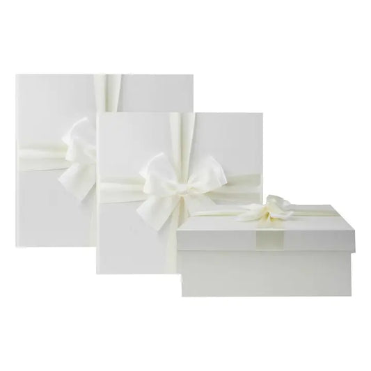 Geschenkbox Elfenbein Quadratisch mit Satinschleife